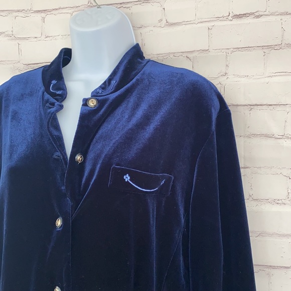 Coldwater  Creek velvet blue button down cardigan size medium - Picture 6 of 7